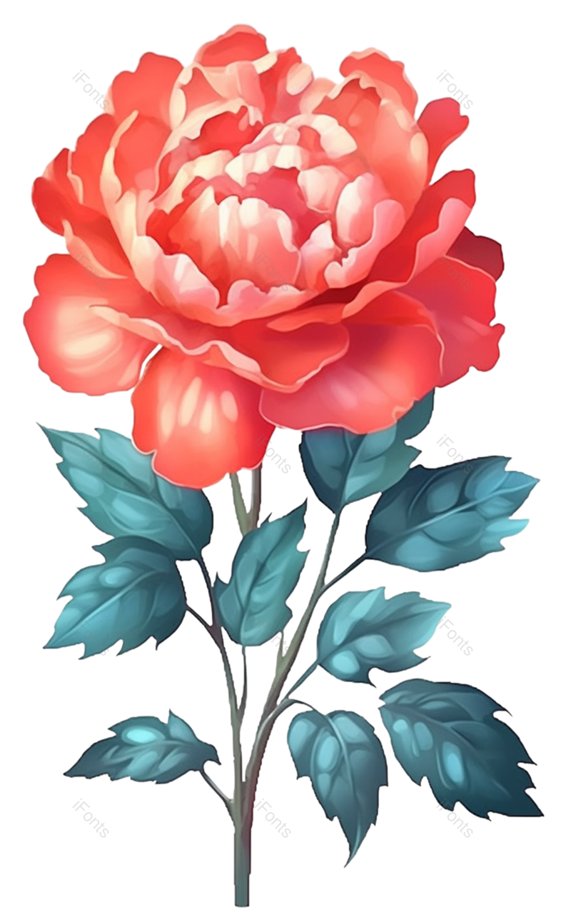 叶子图片,清新元素,红色的花PNG,牡丹免抠素材
